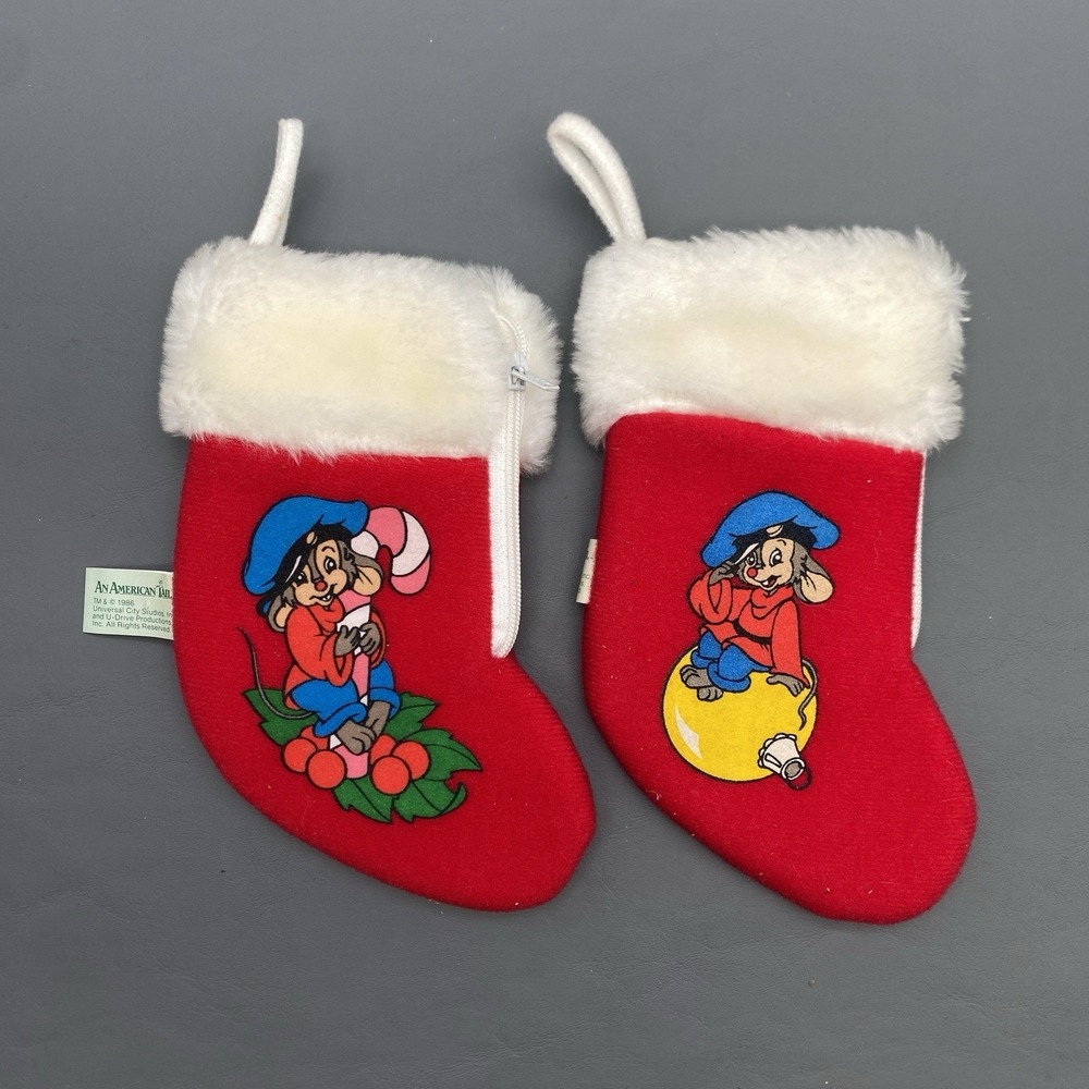 McDonalds Sears An American Tail Fievel Christmas Stocking Complete Set Of 2
